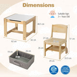 3 in 1 Kids Table and Chair Set with Removable Tabletop and 2 Storage Drawers