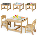 3 in 1 Thickened Wooden Kids Table and Chair Set with Removable Tabletop and 2 Storage Drawers