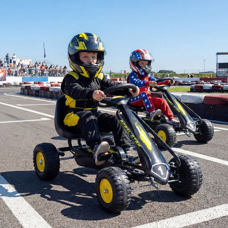4-Wheel Pedal Car with 2-Position Adjustable Seat and Ergonomic Seat for Boys and Girls