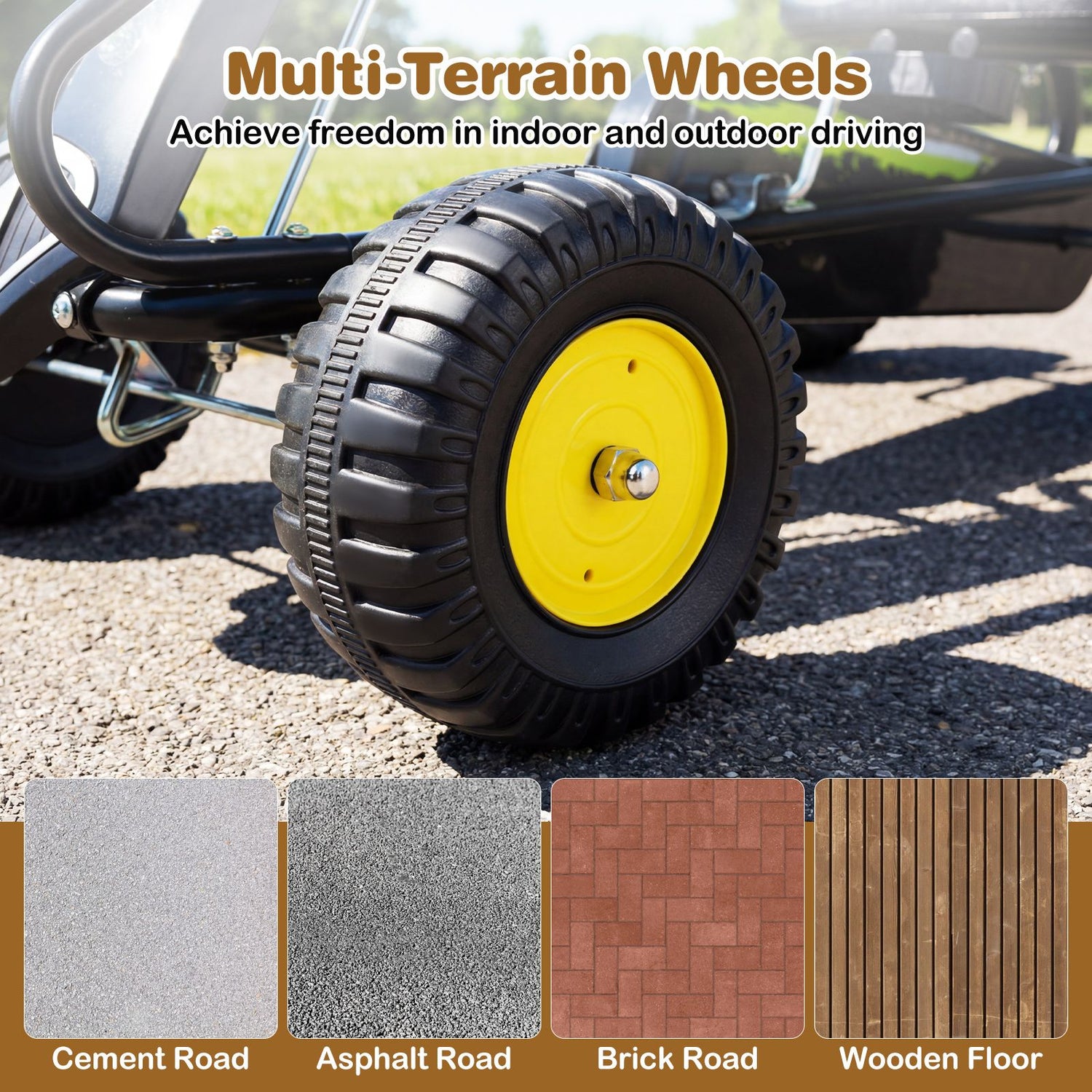 4-Wheel Pedal Car with 2-Position Adjustable Seat and Ergonomic Seat for Boys and Girls