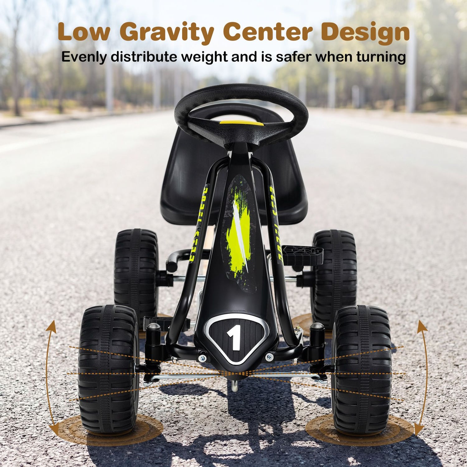 4-Wheel Pedal Car with 2-Position Adjustable Seat and Ergonomic Seat for Boys and Girls