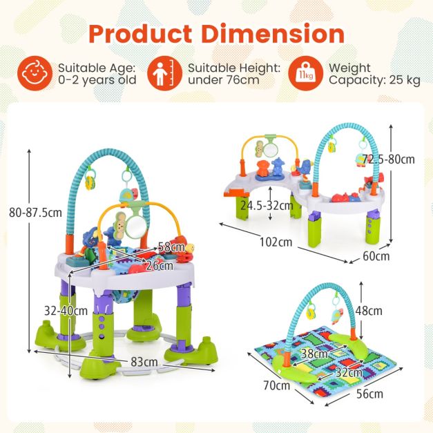 4-in-1 Baby Bouncer Activity Center with 3 Adjustable Heights