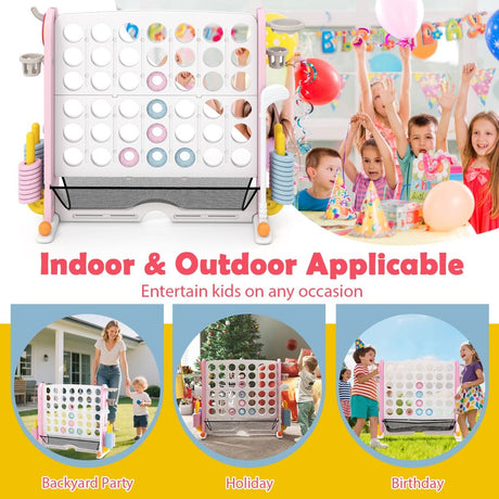 4-in-a-Row Game Set with Mesh Pocket for Indoor & Outdoor Holiday Parties
