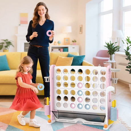 4-in-a-Row Game Set with Mesh Pocket for Indoor & Outdoor Holiday Parties