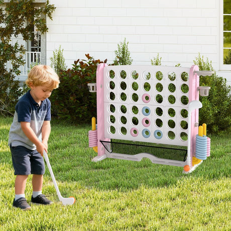 4-in-a-Row Game Set with Mesh Pocket for Indoor & Outdoor Holiday Parties