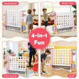 4-in-a-Row Game Set with Mesh Pocket for Indoor & Outdoor Holiday Parties