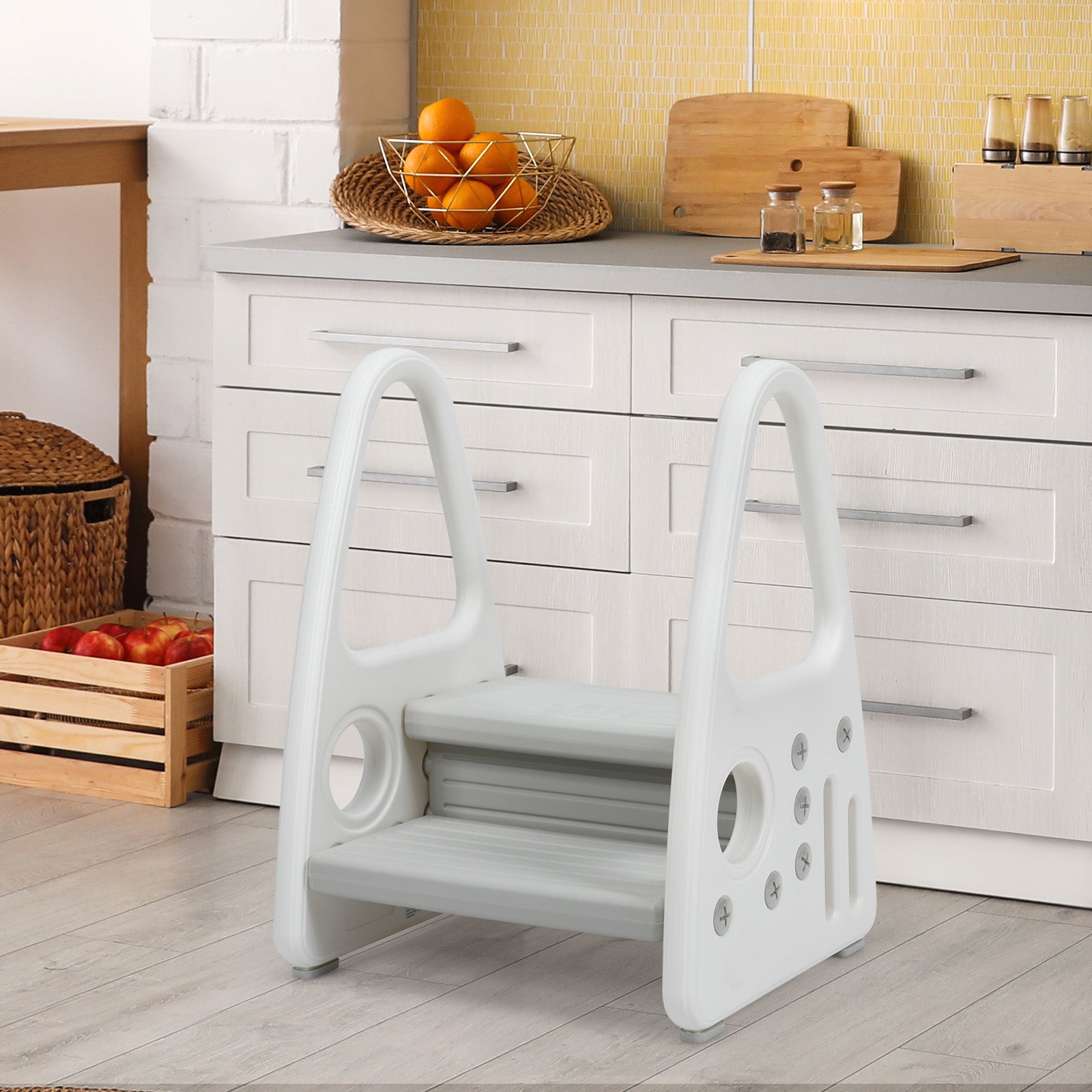 BABY JOY Kids Step Stool Toddler Step Ladder with Safety Handles