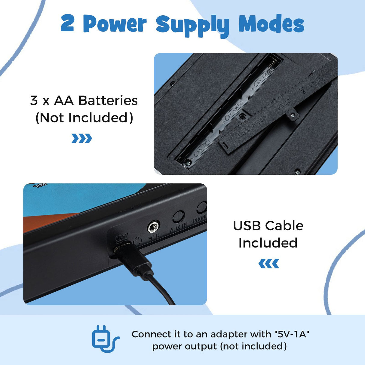 49 Keys Portable Electric Keyboard Piano with Microphone and 8 Tones