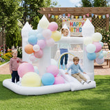 Inflatable Bounce House for Kids with Slide Basketball Hoop and Ball Pit