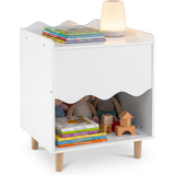 HONEY JOY Kids Bedside Table, Toddler Nightstand with Wide Top & Open Compartment