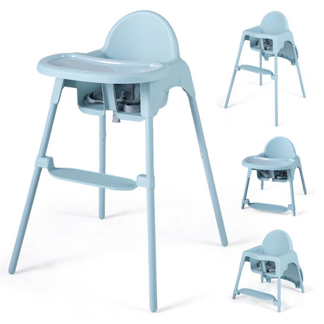 4-in-1 Baby High Chair Convertible Highchair with 2 Heights