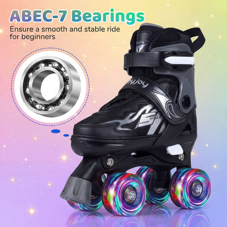 Kids Roller Skates for Teens 4 Sizes Adjustable Quad Skates for Beginners