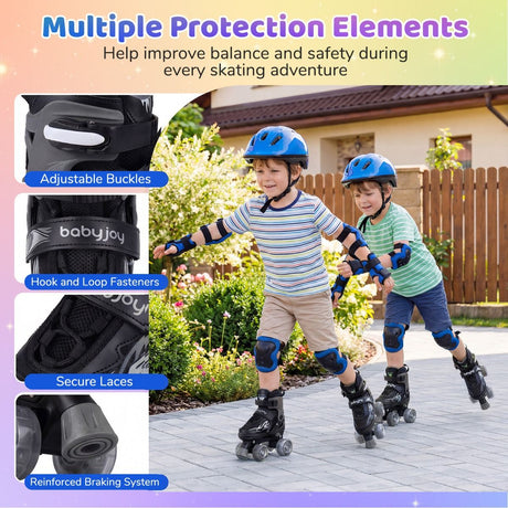 Kids Roller Skates for Teens 4 Sizes Adjustable Quad Skates for Beginners