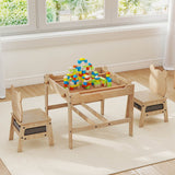 4-in-1 Kids Table and Chairs Set with Reversible Whiteboard for Arts Bear Style