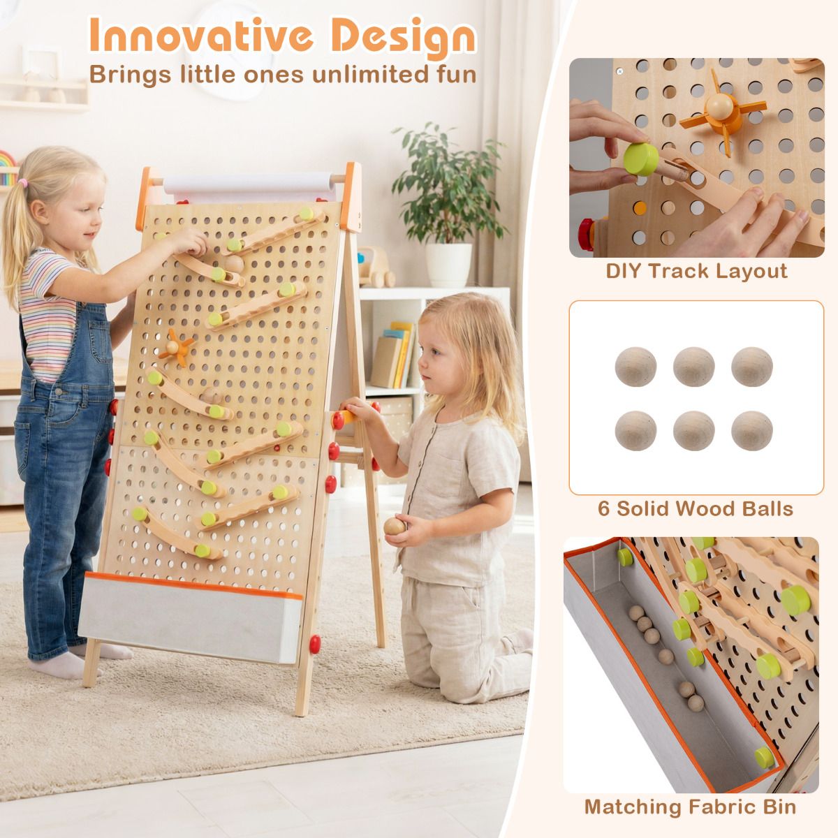 4-in-1 Adjustable Kids Art Easel with Double-Sided Blackboard and Whiteboard for Ages 3+