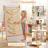 4-in-1 Adjustable Kids Art Easel with Double-Sided Blackboard and Whiteboard for Ages 3+