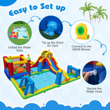 Inflatable Water Slide Bounce House, 9-in-1 Jumping Castle with Climbing Wall