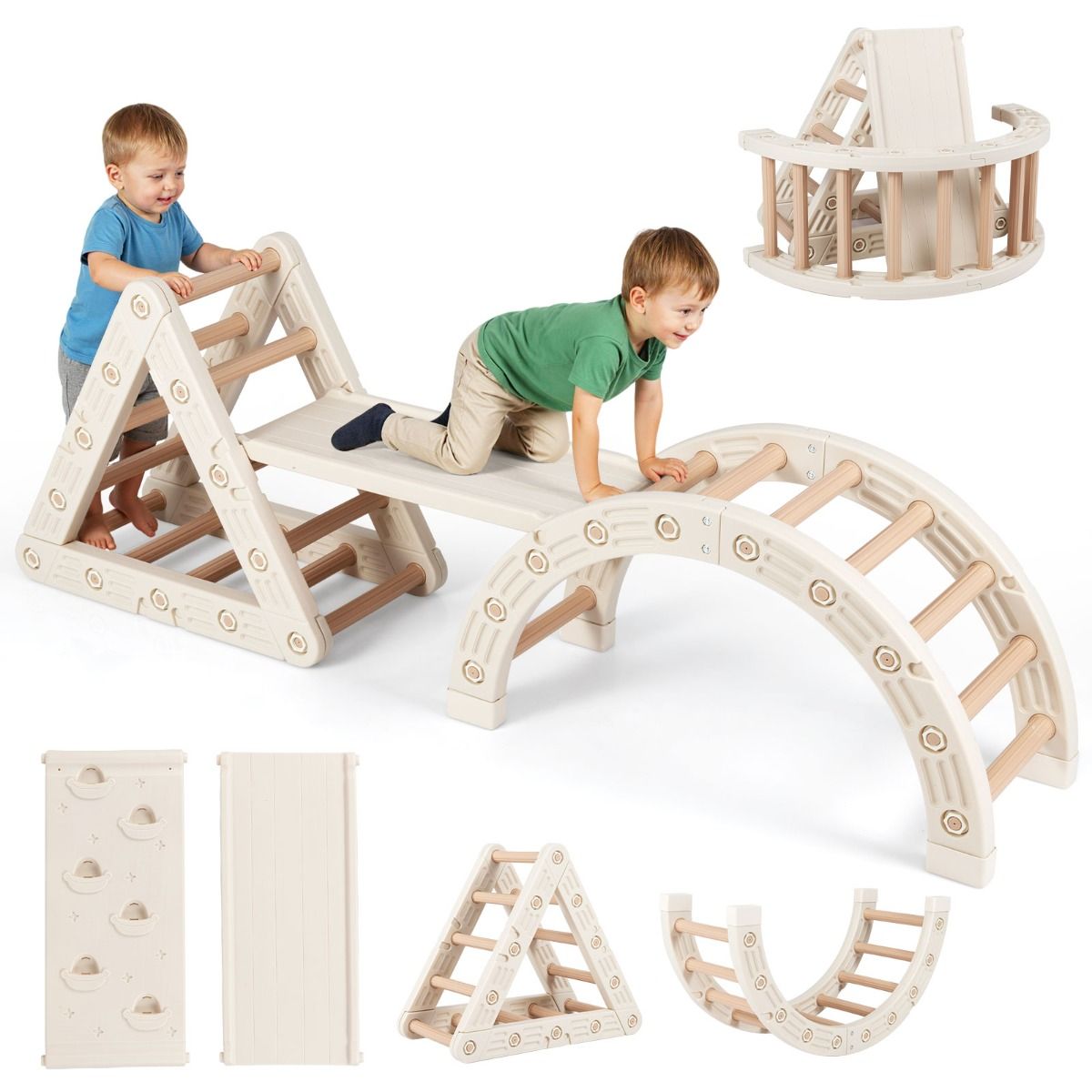 5-In-1 Montessori Climbing Toys with Double-Sided Ladder