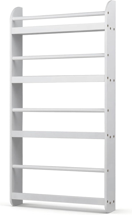 HONEY JOY Kids Bookshelf, 4-Tier Wall Mounted Bookshelf for Toys & Books