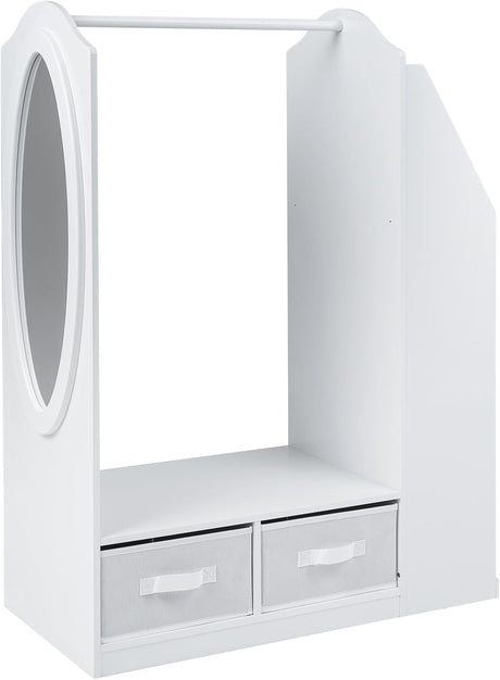 HONEY JOY Kids Clothing Rack with Mirror, Dress Up Storage Cabinet