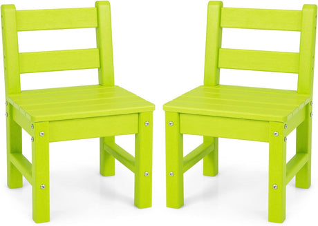 HONEY JOY 2 PCS Kids Chairs, Weather Resistant Heavy-Duty Children Learning Chair w/Backrest