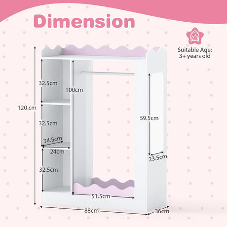 HONEY JOY Kids Clothing Rack with Mirror, Children Dress Up Center