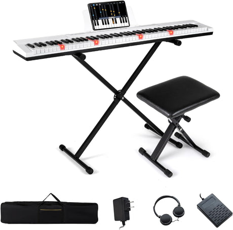 88-Key Electric Piano Keyboard, Digital Piano w/Adjustable Stand & Stool