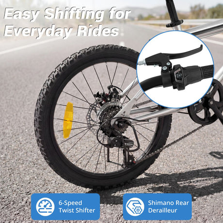 6-Speed Commuter Bicycle with Stereo Speakers and 2 Disc Brakes