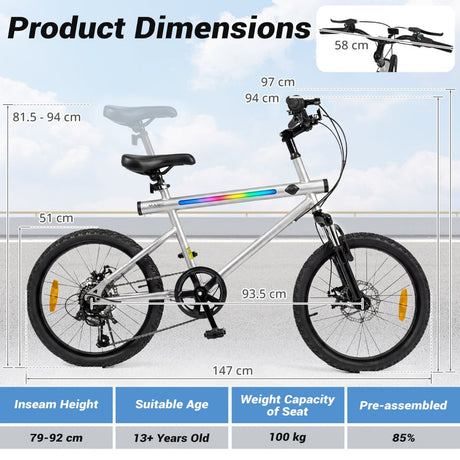 6-Speed Commuter Bicycle with Stereo Speakers and 2 Disc Brakes