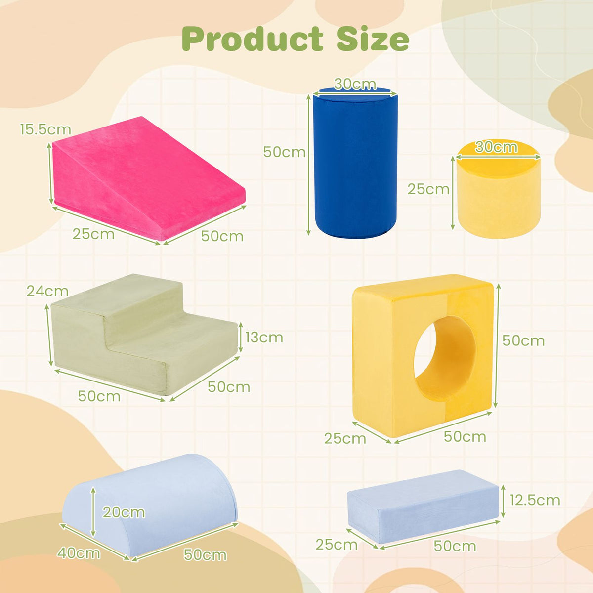 7-Piece Colorful Foam Climbing Blocks for Toddlers 1-3 Years Old