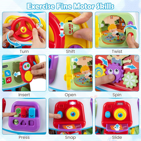 7-in-1 Interactive Toddler Activity Cube Rotatable Busy Board