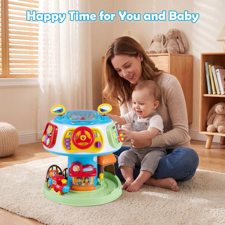 7-in-1 Interactive Toddler Activity Cube Rotatable Busy Board