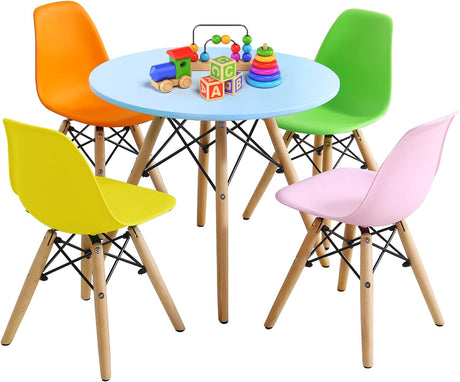 HONEY JOY 3-Piece Kids Table and Chair Set, Kids Mid-Century Modern Table Set for Toddler Children