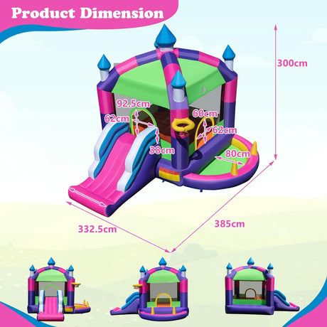 HONEY JOY Inflatable Bounce House, Kids Jumping Castle w/Slid, Outdoor Indoor Inflatable Bounce Playhouse for 3-10 Years Old (680 W)