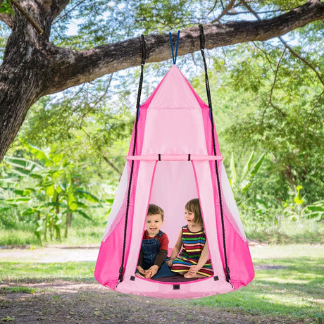 HONEY JOY 100CM Kids Detachable Hanging Chair Swing Tent, 2 in 1 Hammock Nest Pod Hanging Swing Seat
