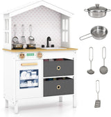 House-Shaped Play Kitchen, Kids Kitchen Playset