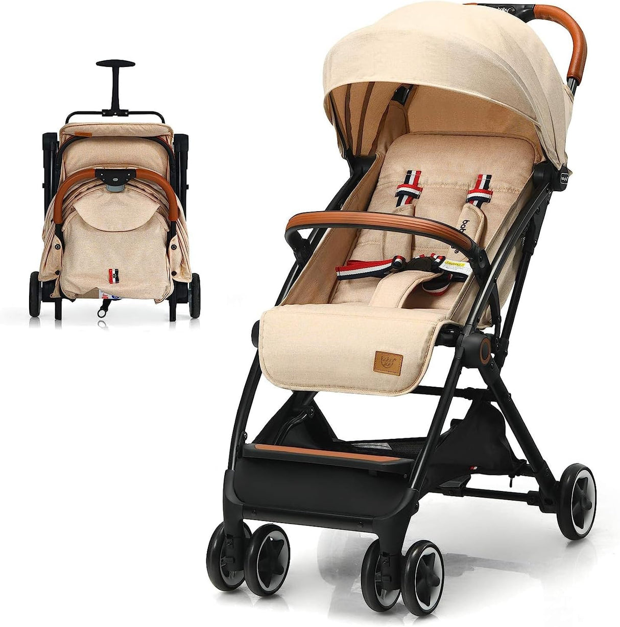 Compact Baby Stroller, Beige - Baby Joy