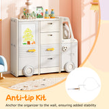 Kids Toy Storage Organizer, Bus-shaped Children Cabinet