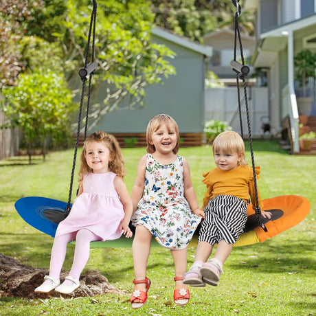 HONEY JOY Kids Saucer Tree Swing, 126 x 47CM Hanging Platform Surfing Tree Swing w/Soft Padded Edge