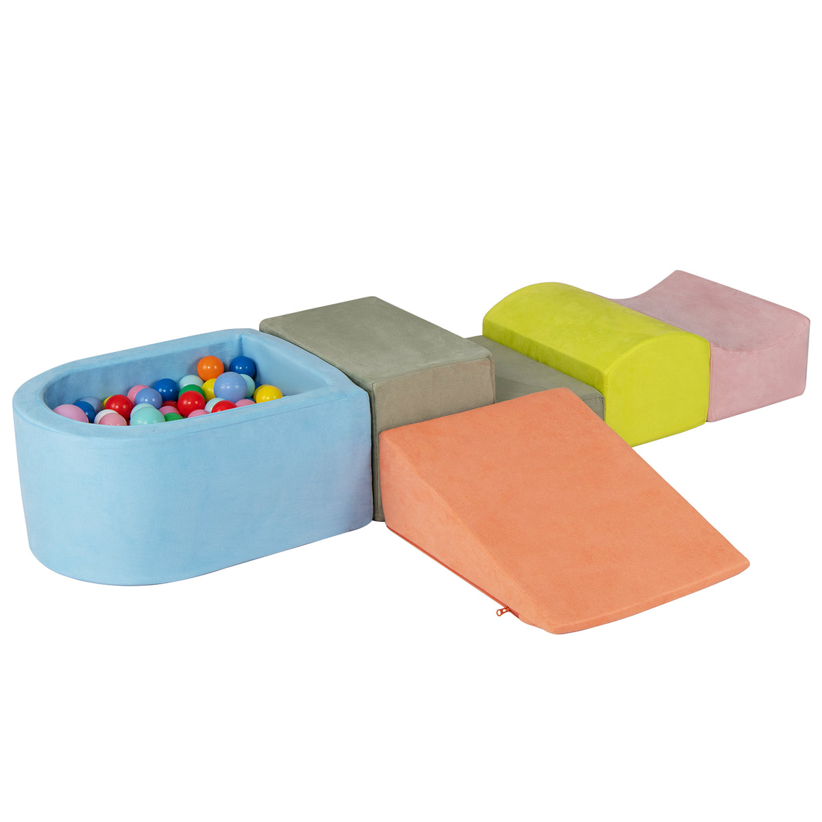 5-Piece Climb and Crawl Soft Playset w/ Ball Pit, Soft Climbing Foam Blocks for Kids