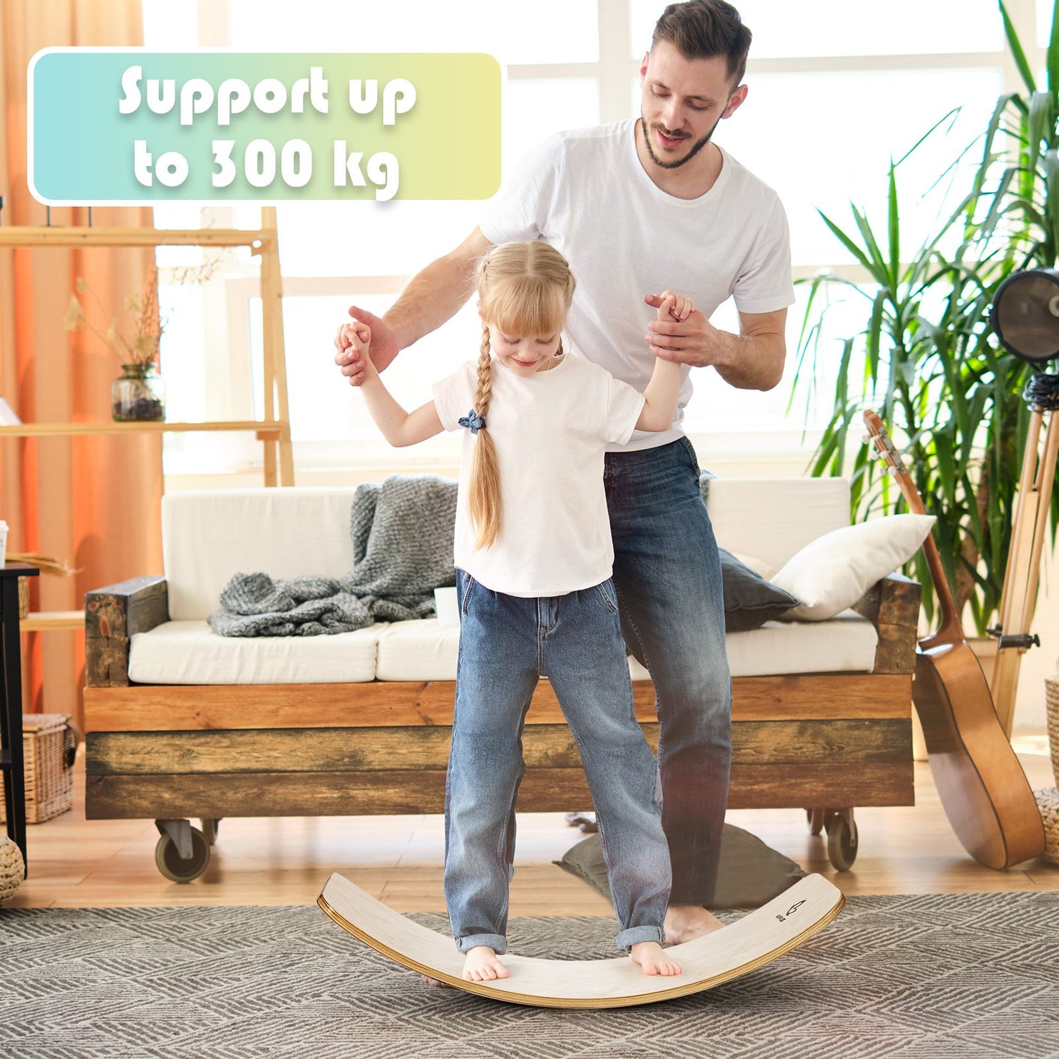 88.5 cm Wooden Balance Board for Balance Training Indoors and Outdoors