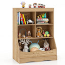 HONEY JOY Kids Bookshelf, 3-Tier Toy Storage Organiser for Children w/4 Open Compartments and 1 Box