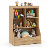 HONEY JOY Kids Bookshelf, 3-Tier Toy Storage Organiser for Children w/4 Open Compartments and 1 Box