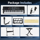 61 Key Keyboard Piano for Beginners w/ Stand, Stool, Lighted Keys