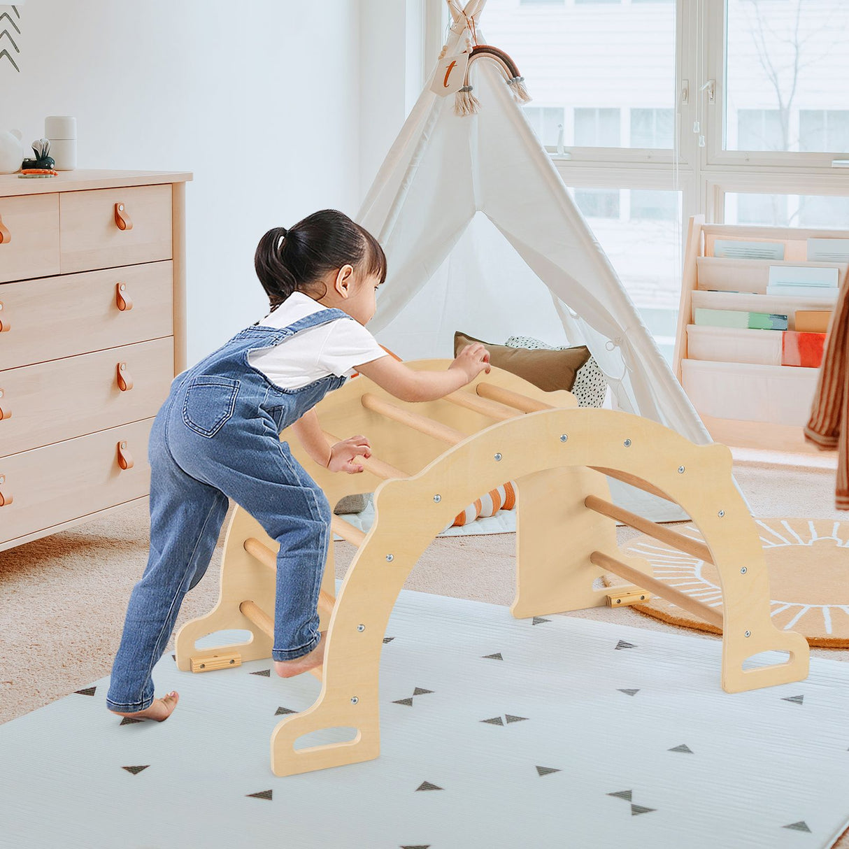 8 in 1 Climbing Arch Sensory Table for Kids Montessori Climbing Gym