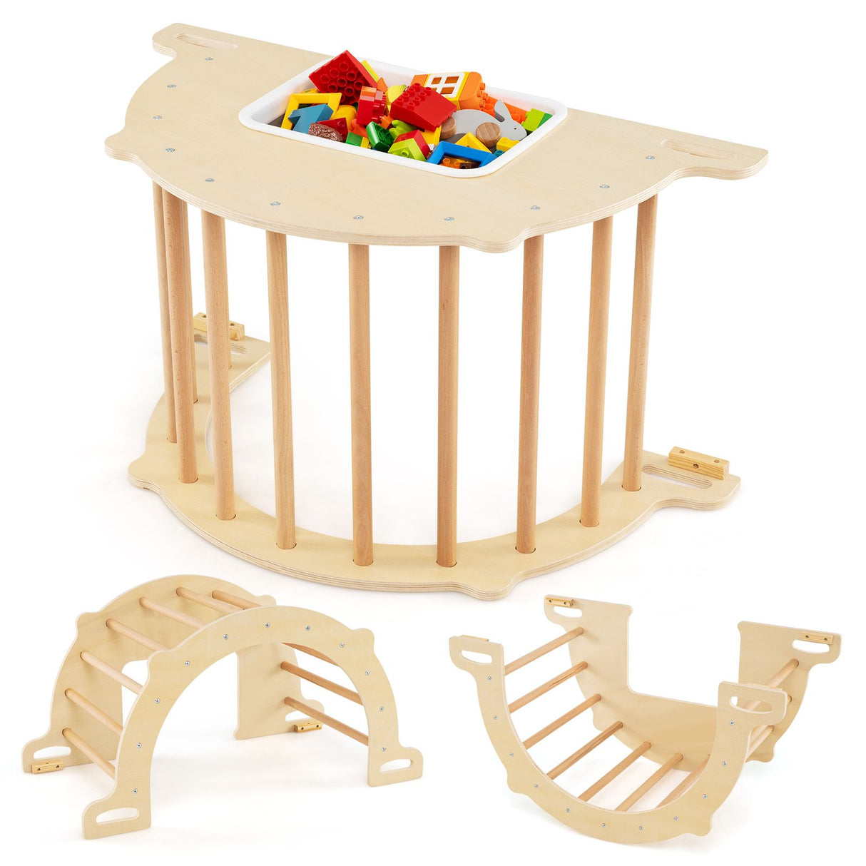 8 in 1 Climbing Arch Sensory Table for Kids Montessori Climbing Gym