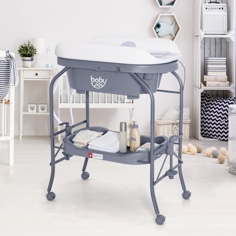 BABY JOY Baby Bathtub with Changing Table