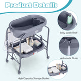 2 in 1 Baby Changing Table with Bath Tub Unit, Folding Diaper Dresser Station