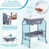 2 in 1 Baby Changing Table with Bath Tub Unit, Folding Diaper Dresser Station