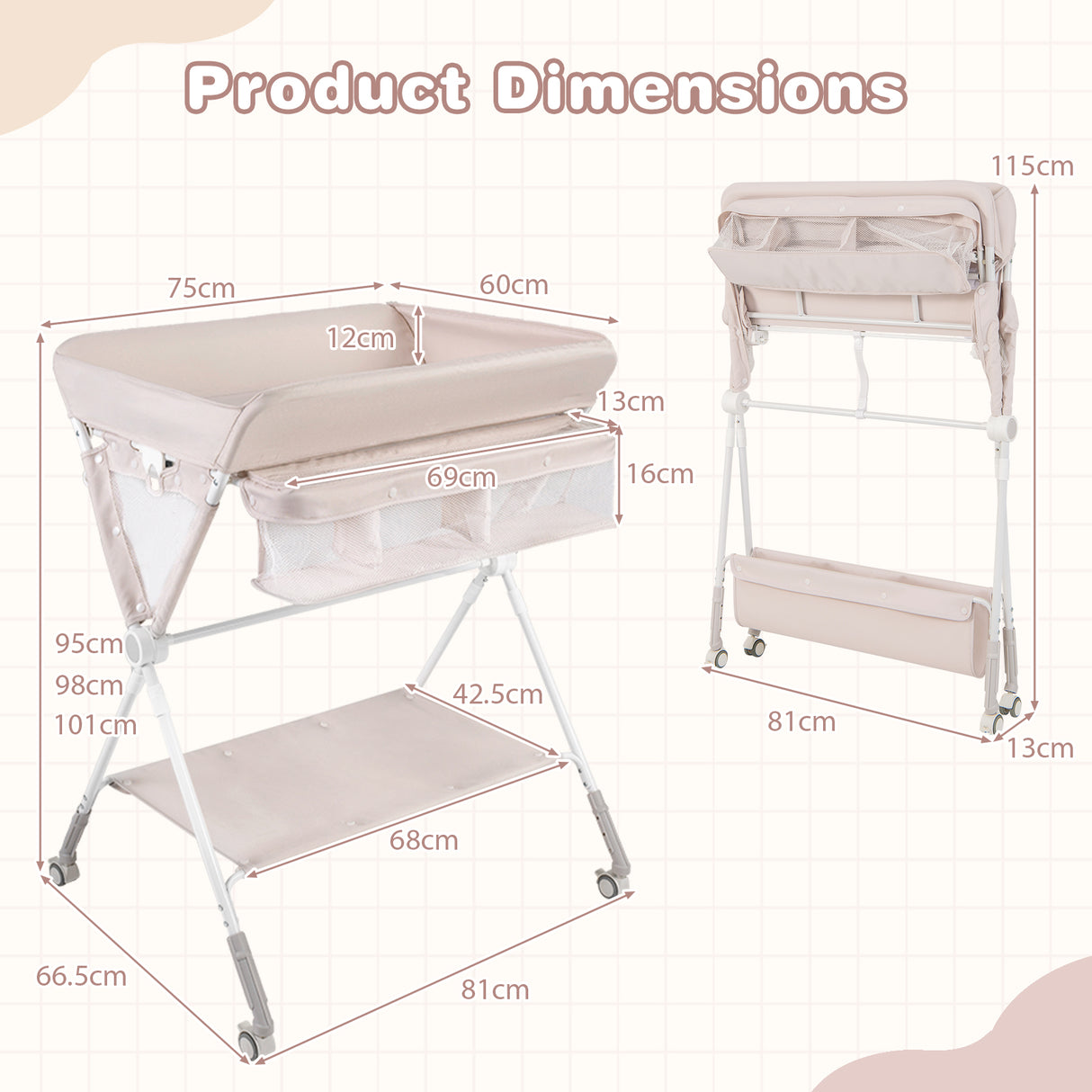 BABY JOY Foldable Baby Changing Table